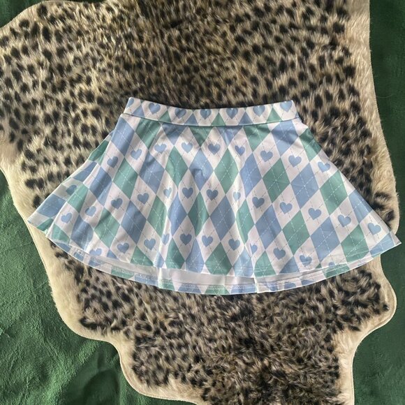 SOLD NWT Sugar Thrills Argyle Heart Skater Mini Skirt Dolls Kill M (with extra!) - Picture 2 of 11